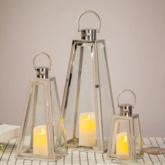Silver lantern set 3 pcs set