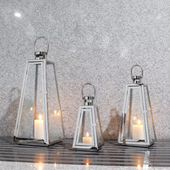 Silver lantern set 3 pcs set