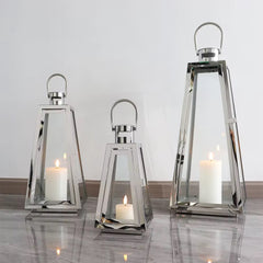 Silver lantern set 3 pcs set