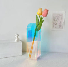 Acrylic rainbow flower vase