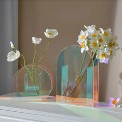 Acrylic rainbow flower vase