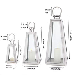 Silver lantern set 3 pcs set