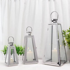 Silver lantern set 3 pcs set