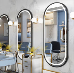 Black frame oval mirror