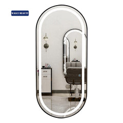 Black frame oval mirror