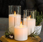 شموع ليد عديمة اللهب مع برطمان زجاجي ومجموعة إضاءة متوهجة ناعمة من 3