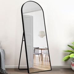 Arch Mirror with Floor Stand and Wall Hunger Black size 165 x55 cm