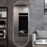 مرآة بيضاوية بدون إطار مع LED مخفي