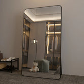 Black rectangular aluminum floor mirror