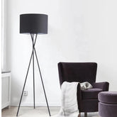 BLACK FLOOR LAMP Fabric Lampshade