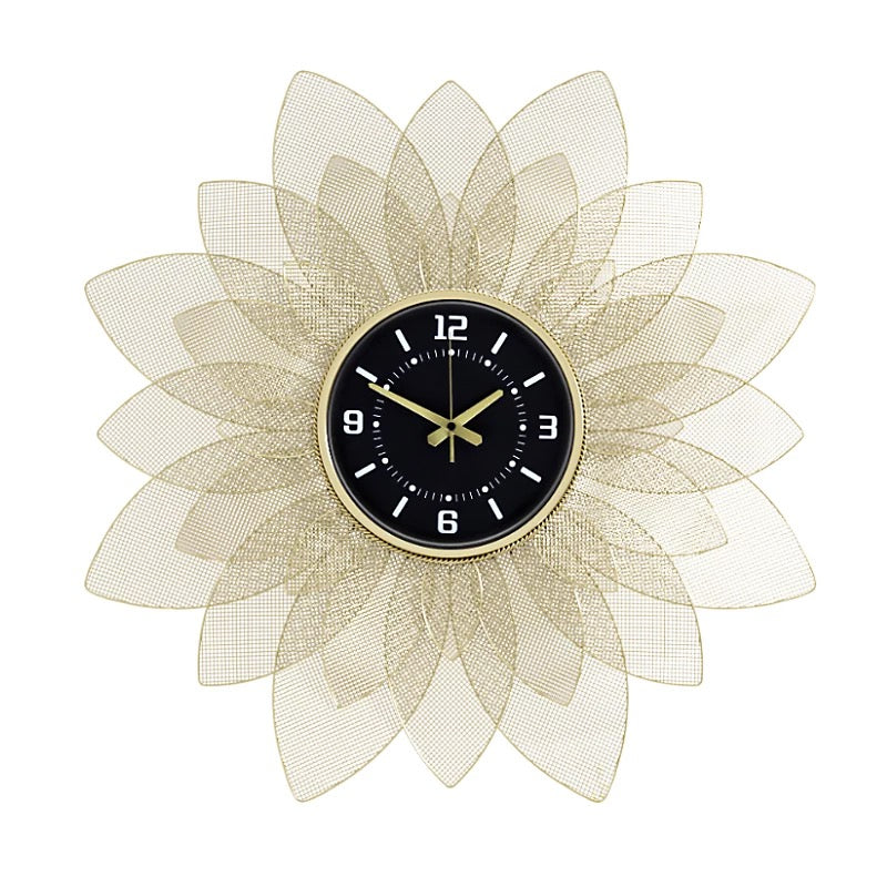 Gold Metal Iron Wall Clock with Black dial size 70x70