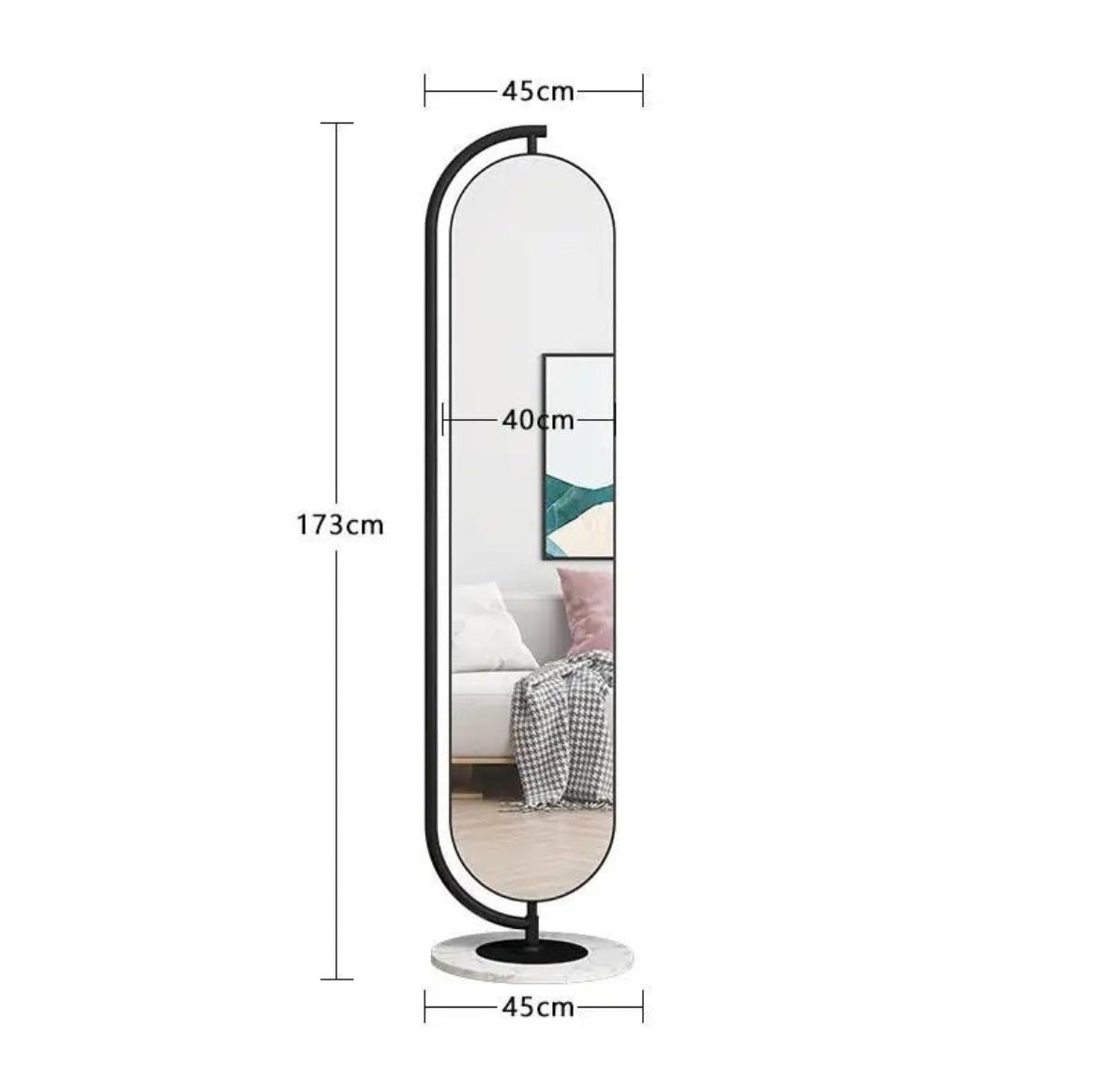 Oval mirror Floor Hunger and Rotatable Mirror