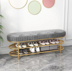 Bench footstool with shoes shelves