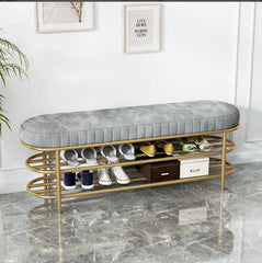 Bench footstool with shoes shelves