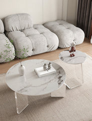 Acrylic coffee table with marble