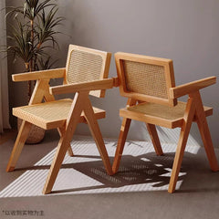 Rattan chair with arms