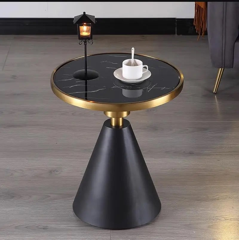 Golden said table with marble