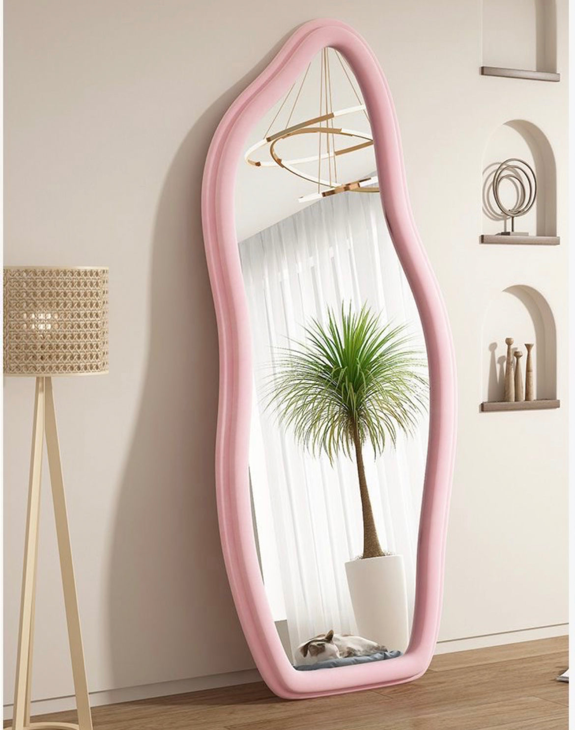 AURA irregular shape velvet mirror