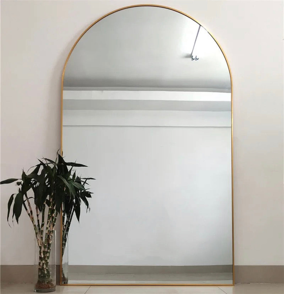 Over size aluminum arch mirror 200 x100 CM gold