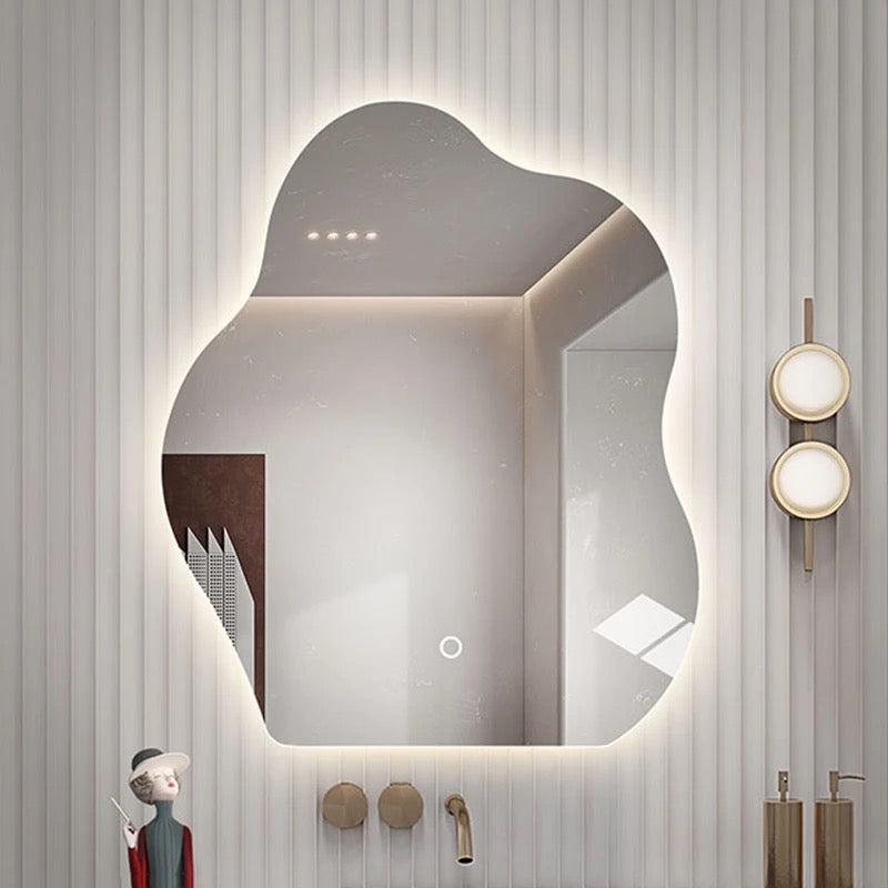 Wave wall mirror with LED LIGHT