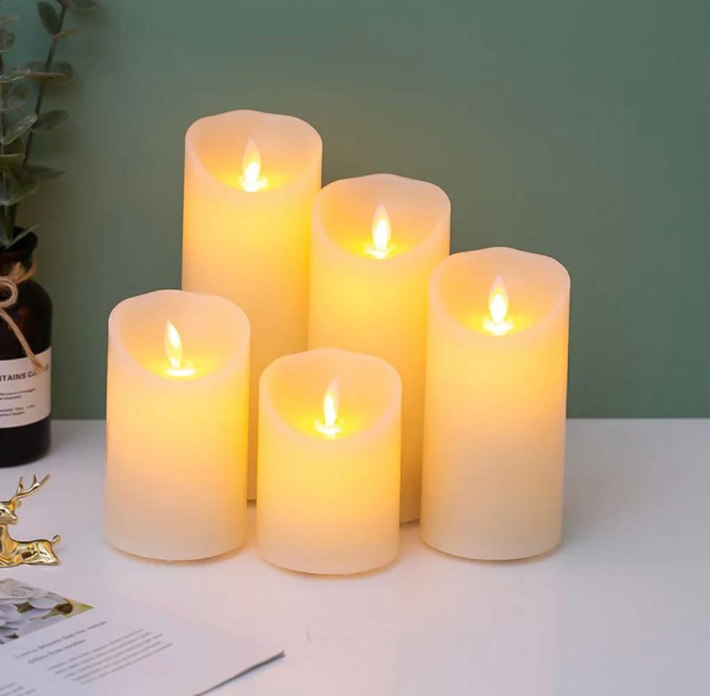 Candles with natural looking and soft glowing light, also suitable for any occasion or for any wedding and home decorations set of 5.