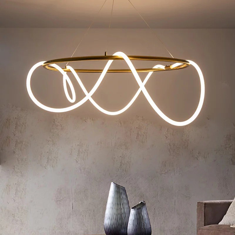 Circle Chandelier with Adjustable LED Light