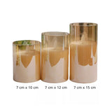 Flameless LED candles with glass jar and soft glowing light set of 3