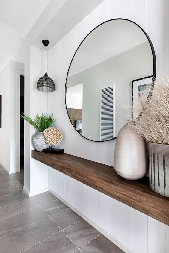 Round Aluminum Black Frame Wall Mirror