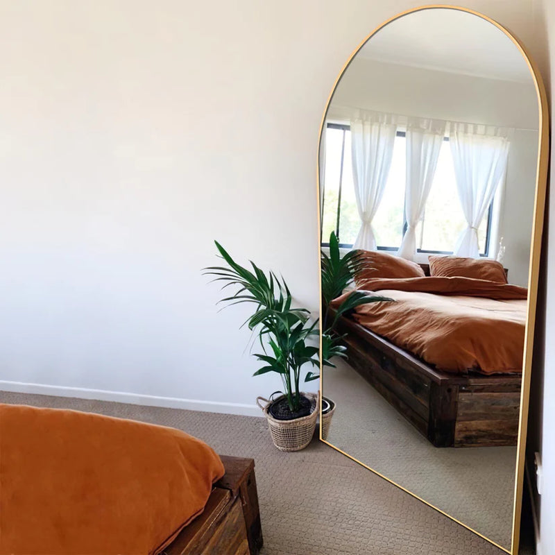 Over size aluminum arch mirror 200 x100 CM gold