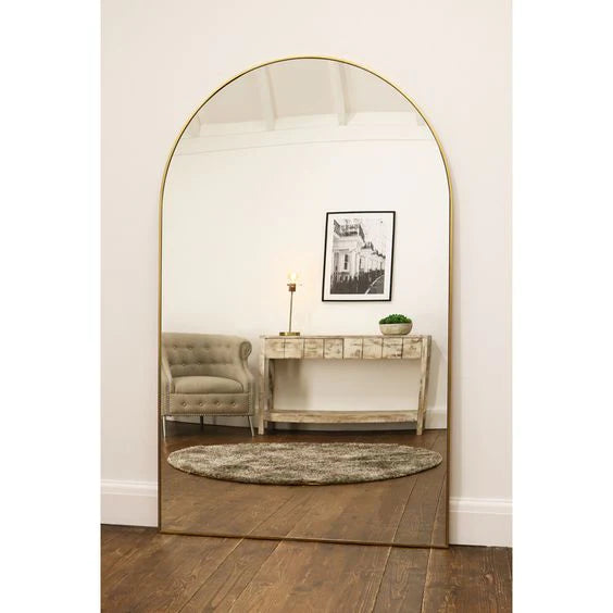 Over size aluminum arch mirror 200 x100 CM gold