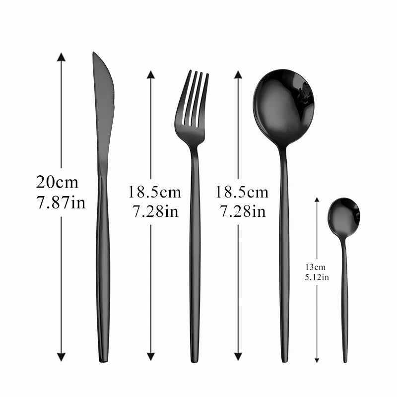 Black Stainless-Steel Cutlery set for 6 Person