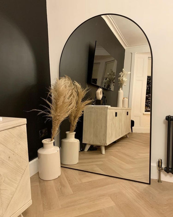XL mirror with black frame size 200 x 100 cm