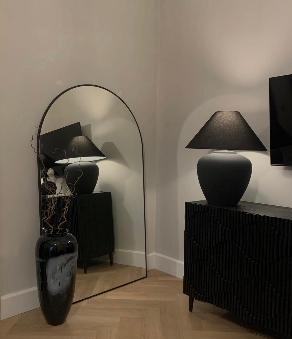 OVERSIZE arch  mirror with black frame size