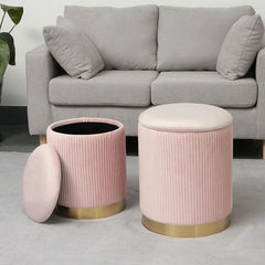 Velvet pouf chair with storage
