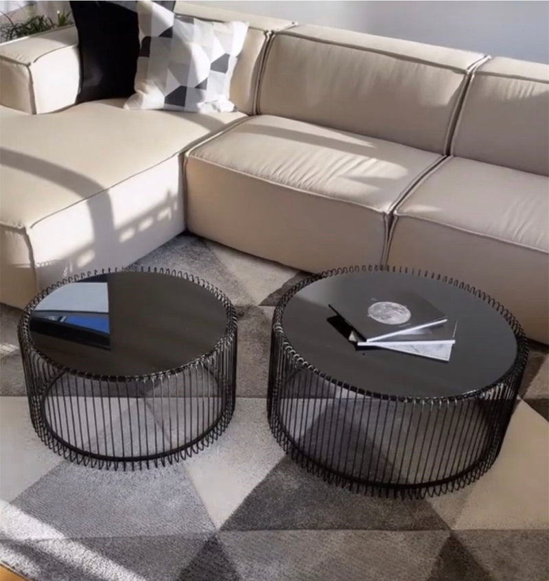 Black Coffee Table set Top Glass