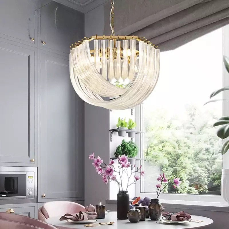 Crystal Chandelier with 3 Color LED Lamp