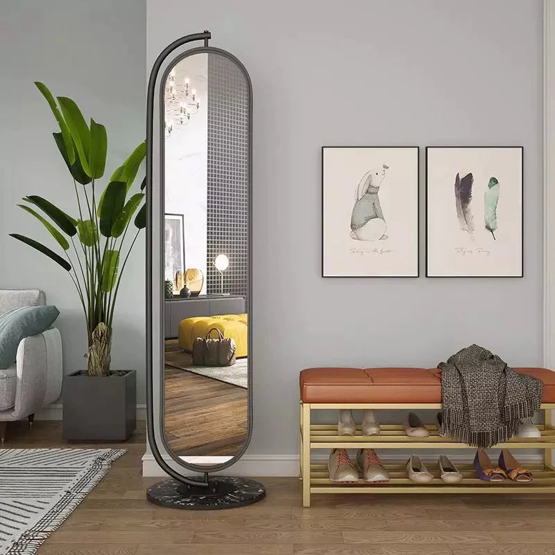 Oval mirror Floor Hunger and Rotatable Mirror