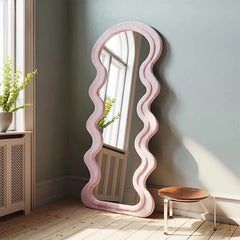 Wave Mirror velvet pink frame