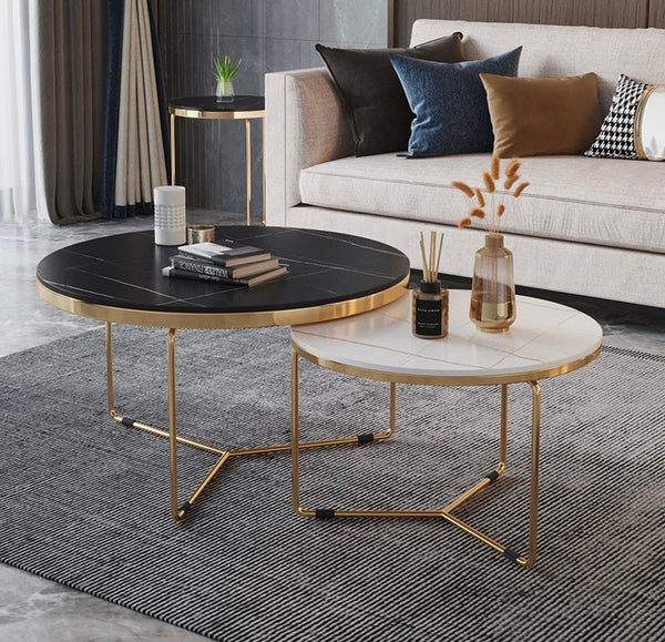 Marble top deals coffee table set