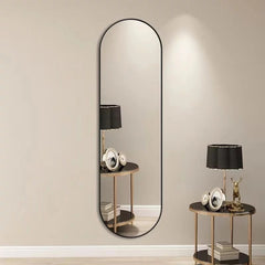 مرآة بيضاوية بإطار أسود مقاس 150 × 50 سم