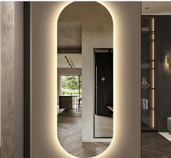 Frameless Oval Mirror with Hidden LED