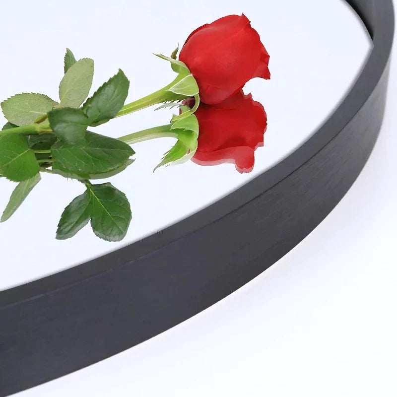 Round Aluminum Black Frame Wall Mirror