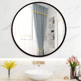 Round Aluminum Black Frame Wall Mirror
