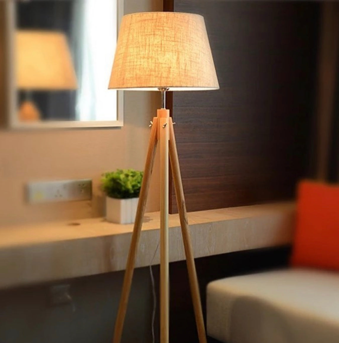 Boho Style Floor Lampshade with Wood Base size 170 cm