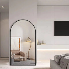 مرآة كبيرة الحجم بهيكل أسود مقاس 200 × 100 سم