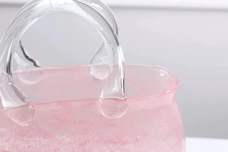 Pink Bag Shape Glass Vase