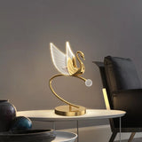 Romantic Gold Swan with Lightning Wings and Crystal Finish Table Lamp size 30 cm