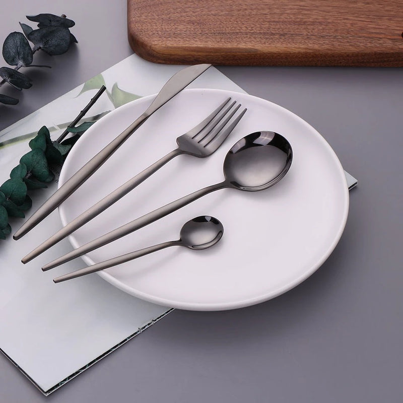 Black Stainless-Steel Cutlery set for 6 Person