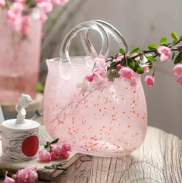 Pink Bag Shape Glass Vase