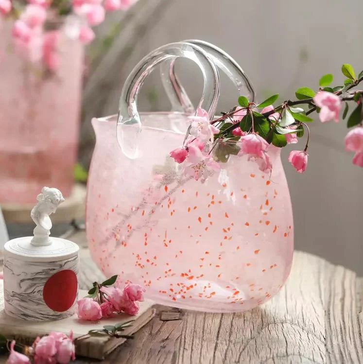 Pink Bag Shape Glass Vase